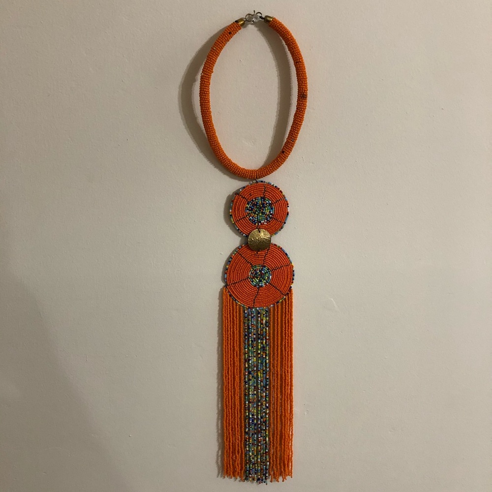 Motherland Orange Beaded Necklace